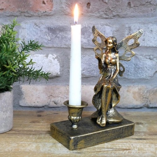 Gold sitting fairy candle - gold,
