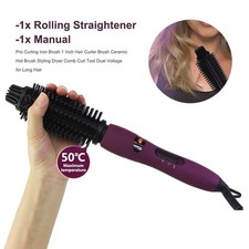 Pro Curling Iron Brush Hair Curler Brush Hot Brush Styling Dryer Tool +AU Plug