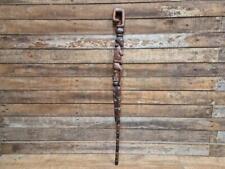 Antique Tall African Tribal Carved Walking Stick Hand Crafted Nude Snake Faces