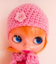 cute pink hat and scarf for blythe or tangkou 