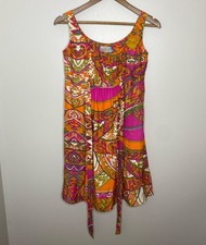 Alice Trixie 100% Silk Dress XS Tie Waist Paisley Mixed Print Sleeveless