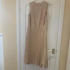 Warehouse Size 12 Gold Beige Sunray Pleat SleevelessDress