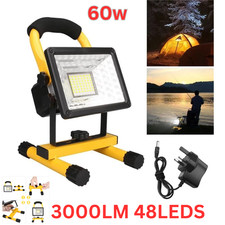 60W LED Rechargeable Cordless Work Site Flood Light Mobile Portable Camping Lamp