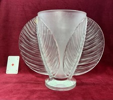 VERLYS BANANA LEAF GLASS VASE BANANA LEAVES FRANCE ART DECO 1930 30's