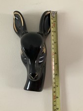 Vintage Black / Gold Deer Head Wall Hanging Vase 50’s ?