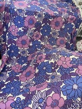 VINTG M&S Pink Purple Marks & Spencer Retro Floral Bedspread Bed Cover Dbl BE88