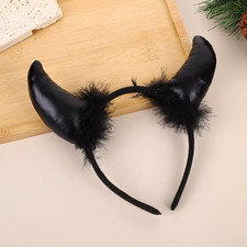 Devil Horns Fancy Dress Halloween Ladies Fur Headband Costume Fun Fluffy Horns