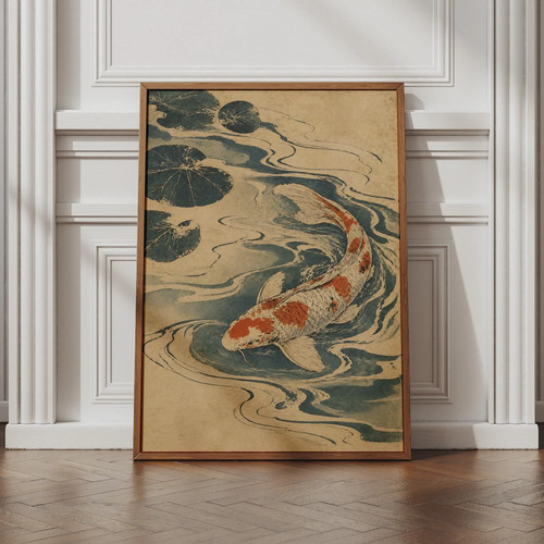 Koi fish japanese woodblock - fish,