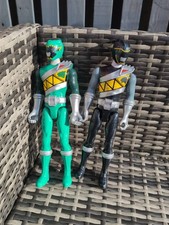 Power Rangers Dino Charge Black & Green Ranger Action Figures 12" Used Condition