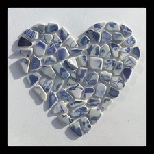 62 Sea Pottery Pieces - Blue and White Sea Pottery for Arts, Crafts and Jewelry