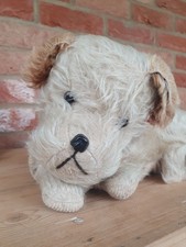 c1930s Antique / Vintage Mohair Woodwool Terrier Dog Pyjama Nightdress Bag Case 