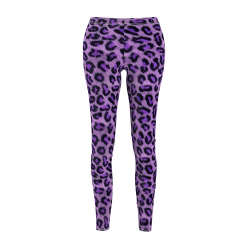 Purple leopard print leggings - leopard,