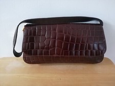 RI2K Shoulder Bag Genuine Leather Moc Croc Brown Women Small Bag Vintage