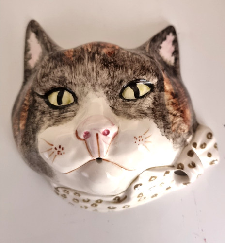 Vintage wall hung ceramic cats - wall,