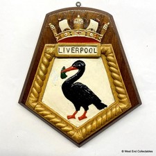 Old HMS Liverpool Royal Navy Ship Plaque Shield Crest Badge Tampion C