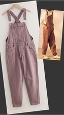 Ex Next Ladies Mauve Purple 100% Cotton Denim Dungarees Sizes 6-20