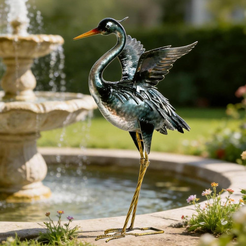Crane garden statues - statues, outdoor