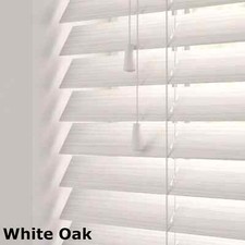 Venetian Faux Wood Blinds 50mm Slats White Grey Oak Made To Measure Easy To Fit