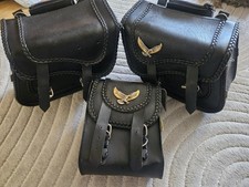 Saddlebag Set Willie Max Black Magic Series Compact Slant + Sissy Bar motorcycle