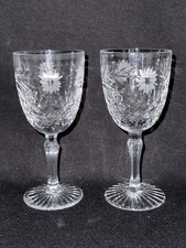 Beautiful pair of EDINBURGH Crystal ARGYLL floral pattern 4 7/8" Sherry Glasses.