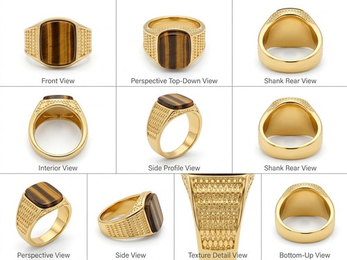 Men gold signet - signet, ring