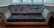 DFS 2 X 3 Seater Sofas Crush Grey Velvet  Good Condition Used Collection Only