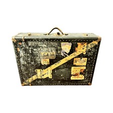 WHEARLY STEAMER TRUNK WARDROBE TRAIN CAR LUGGAGE 1900s TRAVEL STICKERS 9x20x30”