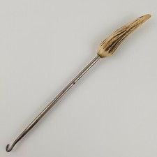 Antique Antler Mounted Button Hook 22cm Long