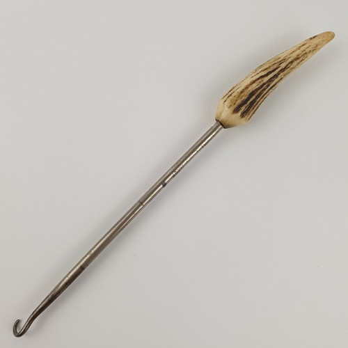 Antique antler mounted button - antique,