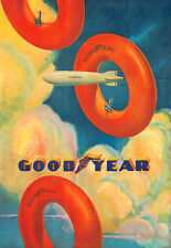 Art Deco Goodyear  Tube Blimp Tyre Tyre's  Auto Car  Poster Print