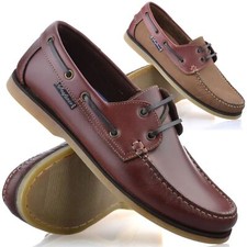 Mens Leather Lace Up Walking Boat Deck Casual Driving Moccasin Loafer Shoes Size