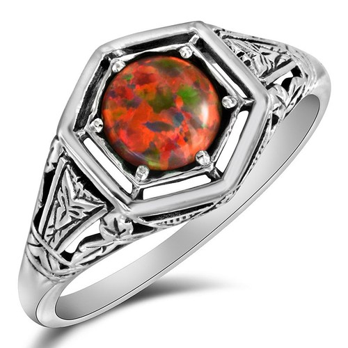 2ct red fire opal - 925, sterling