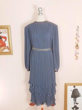 Vintage 1970s Grey Pleat Dress