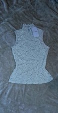Lace mesh fitted sleeveless
