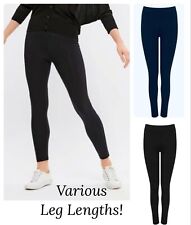 Ladies Ex Marks Black Leggings Navy Cotton Stretch Full Length High Waist NEW