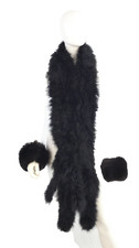 Sonia Rykiel Real Feather Stole Shawl Black Vintage Real Fur Matching Cuffs