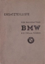 BMW ~ R12 750cc Tourer Motorcycle ~ 1941 ~ Parts List Book Catalogue MANUAL