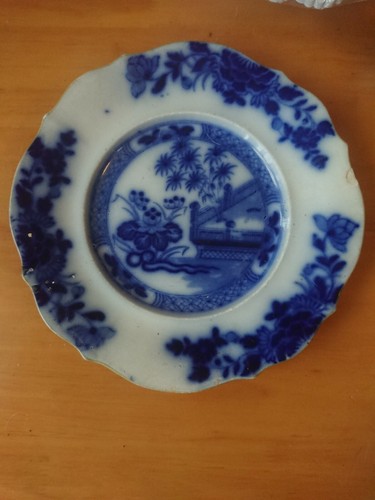Flow blue china pottery dinner - blue,