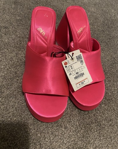 Zara pink satin - zara, clogs