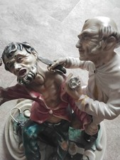 RARE  VINTAGE PORCELAIN FIGURINE OF BARBER HUMOURISTIC  CAPODIMONTE