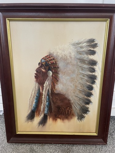 Sioux indian oil painting - oil, by