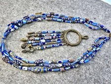 African Trade Beads, Ethnic Venetian glass bead necklace with adornments