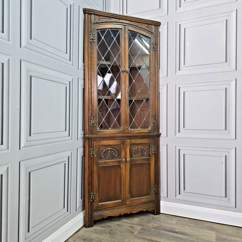 Vintage oak corner cabinet - oak,