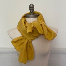 CELINE Scarf 100% Silk Golden Yellow Long Rectangle 228cm x 65cm
