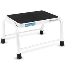 HEFTMAN Step Stool Heavy Duty Anti-slip Steps Metal One Step Footstool White