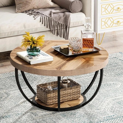 Round coffee table industrial - coffee,