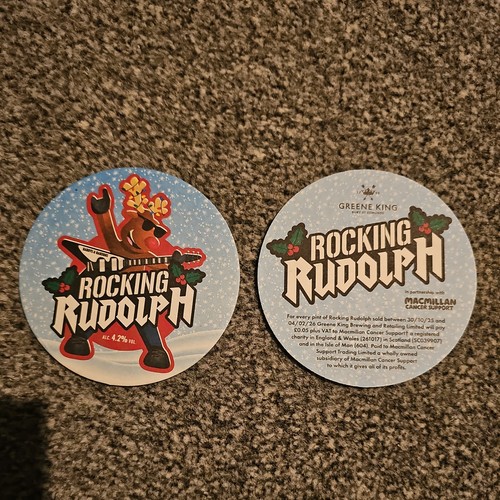 Rocking rudolph beer mats - rudolph,