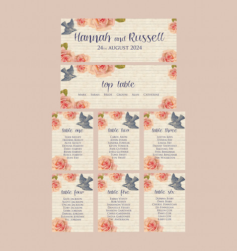 Wedding table plan - plan, cards