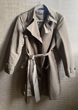 M&S woman trench coat Mac jacket polka dot taupe beige black 12 14 petite