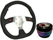 F1 CHROME Sports Steering Wheel + NEO CHROME Quick Release boss BN for PEUGEOT